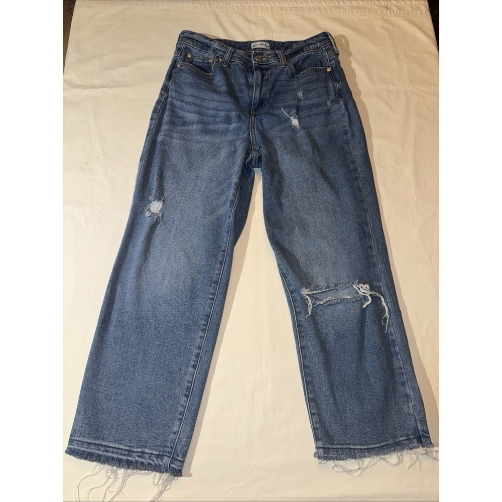 Wonderly Vintage Straight Mom Jeans Womens Size 4R Blue Distressed Denim Stretch